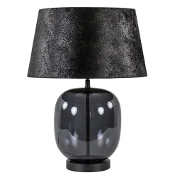 Tafellamp zwart glas met ronde kap 40 cm>Straluma Discount