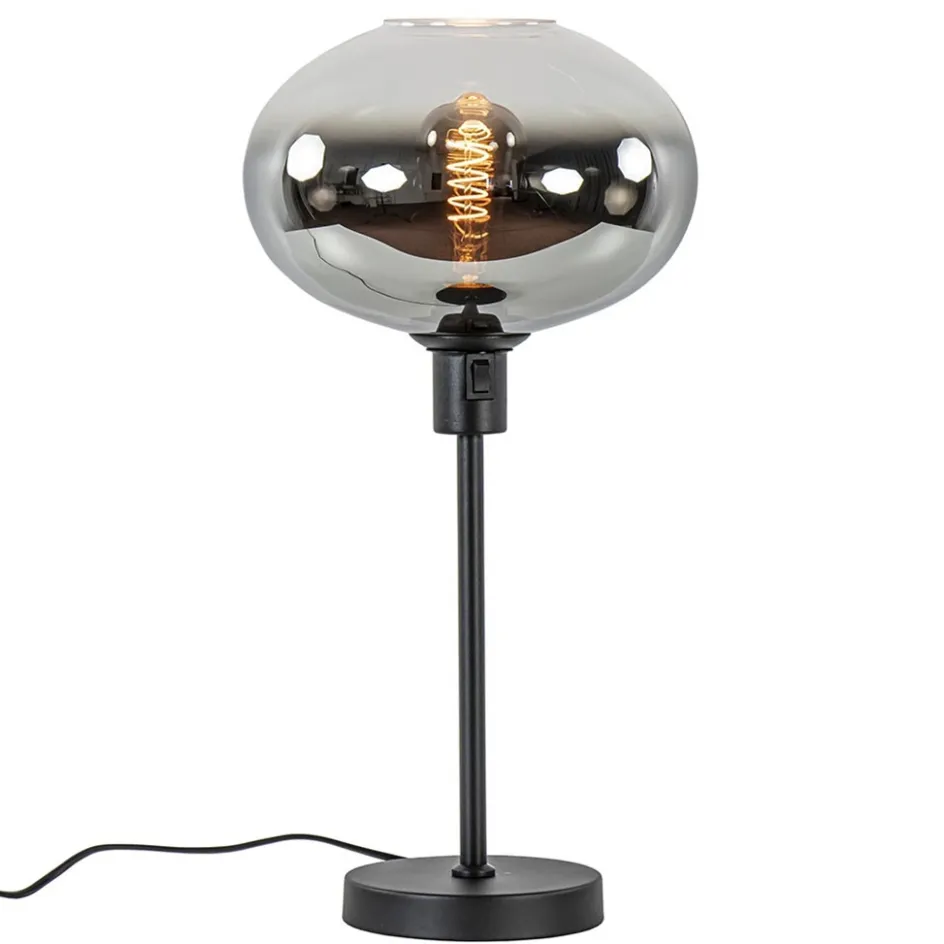 Tafellamp zwart met glazen kap smoke/helder gradient>Straluma Outlet