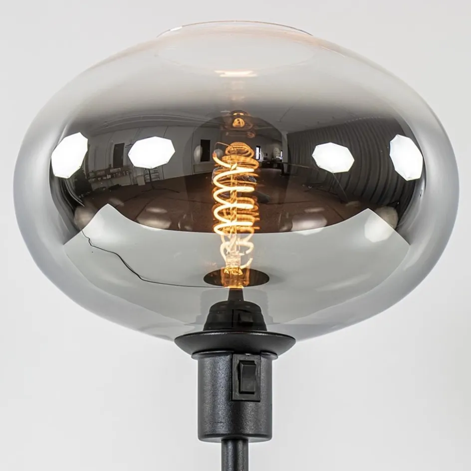 Tafellamp zwart met glazen kap smoke/helder gradient>Straluma Outlet