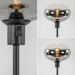 Tafellamp zwart met glazen kap smoke/helder gradient><noscript><img width=