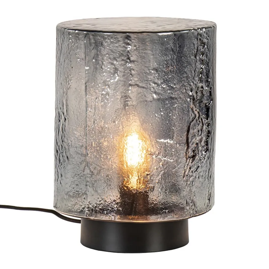 Tafellamp zwart met robuuste glazen kap>Straluma Clearance