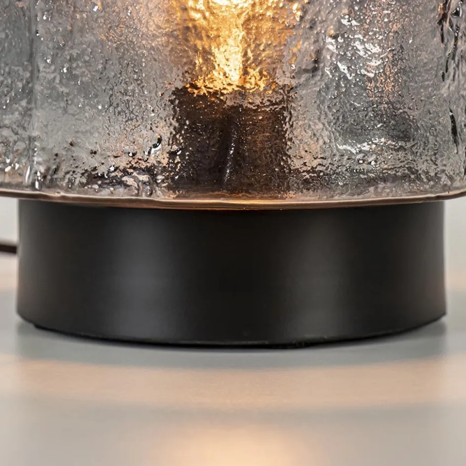 Tafellamp zwart met robuuste glazen kap>Straluma Clearance