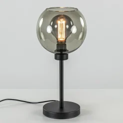 Tafellamp zwart met smoke glazen bol>Straluma Hot