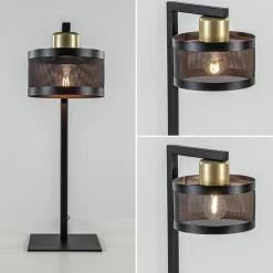 Tafellamp zwart/goud met ronde kap><noscript><img width=