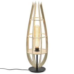 Tafellamp/vloerlamp naturel houten kap met zwart>Straluma New