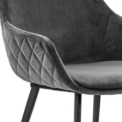 Trendy armstoel velvet grey met zwart metalen poot></noscript>Straluma Outlet