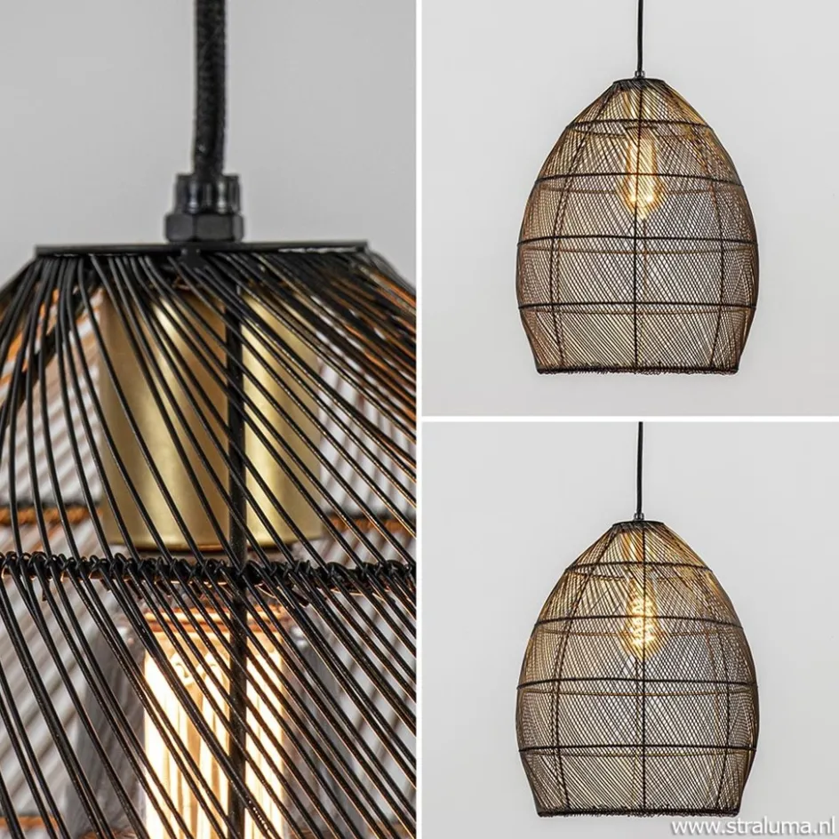 Trendy draad hanglamp Meya zwart/goud>Straluma Hot