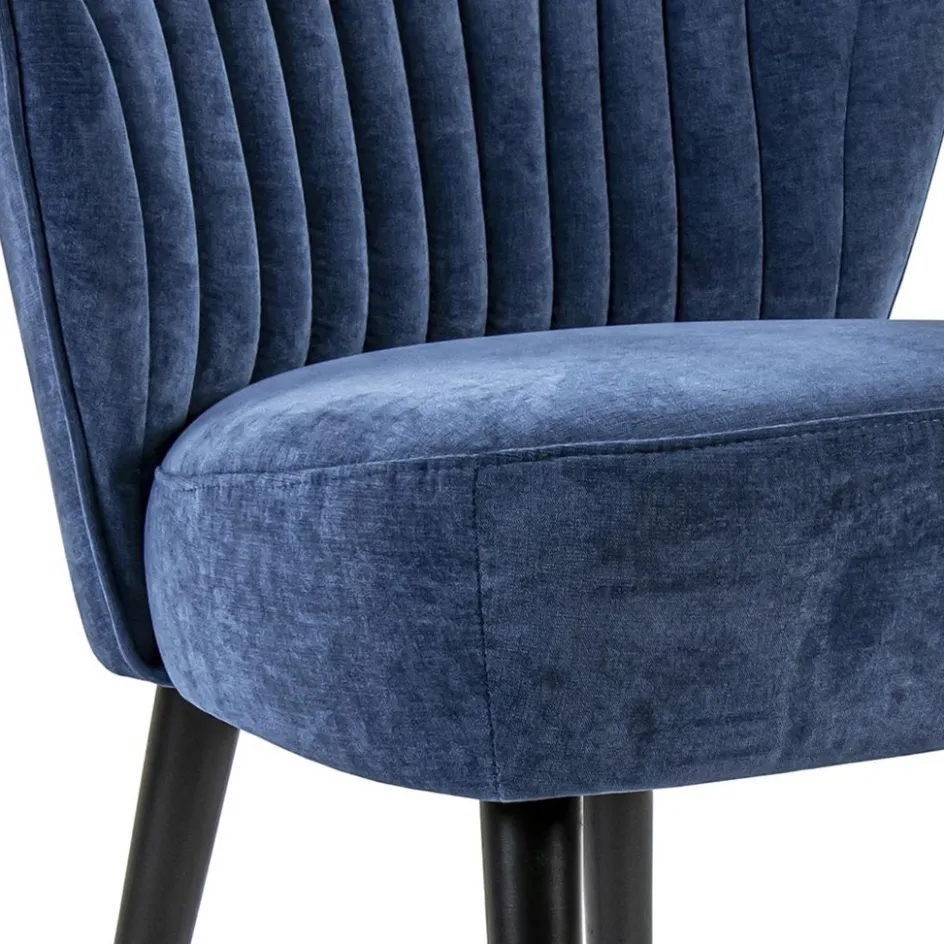 Trendy eetkamerstoel blauw met zwarte houten poot>Straluma Hot