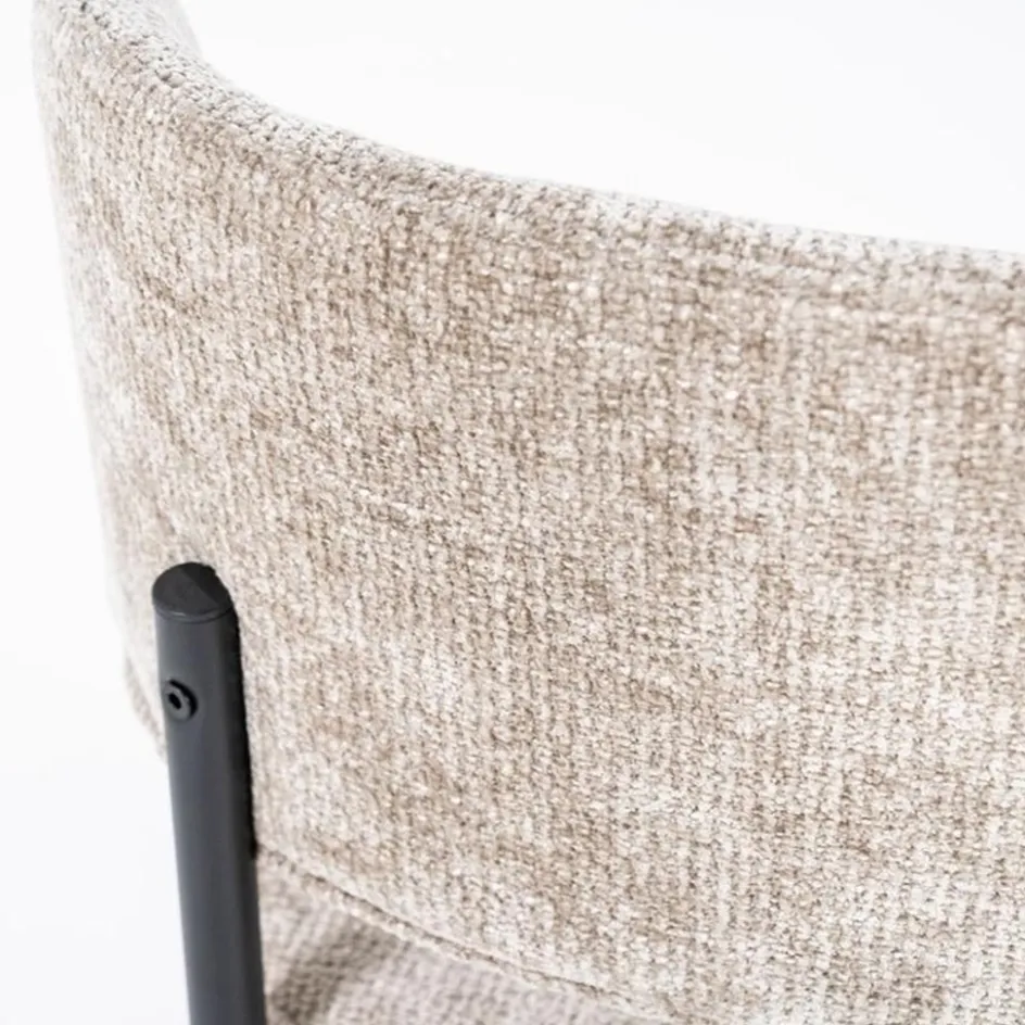 Trendy eetkamerstoel gemêleerd taupe met zwarte poot>Straluma