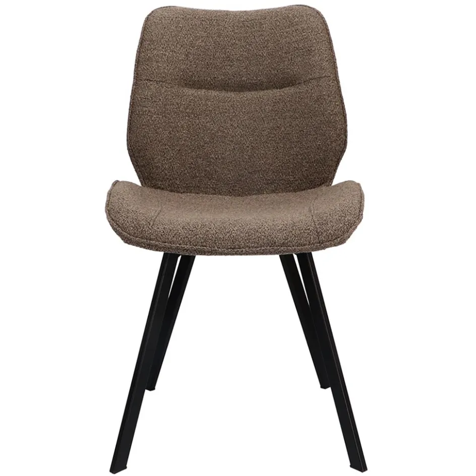 Trendy eetkamerstoel stof bruin met zwarte poot>Straluma Online