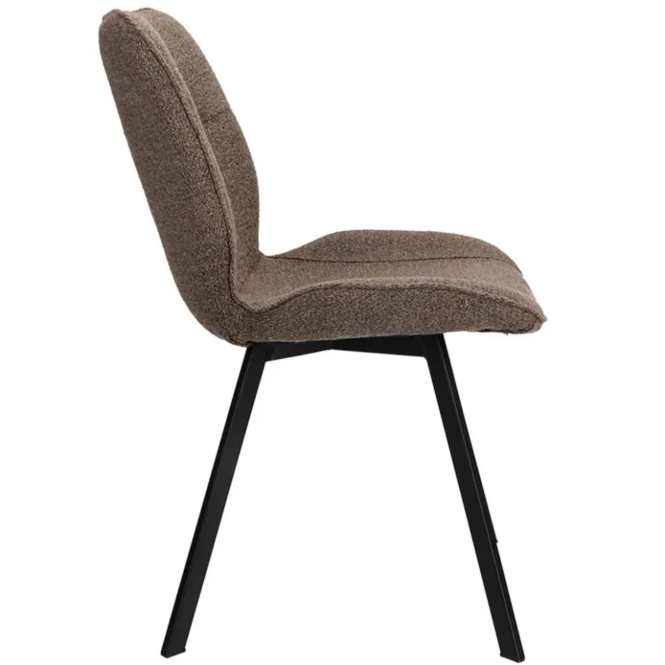 Trendy eetkamerstoel stof bruin met zwarte poot>Straluma Online