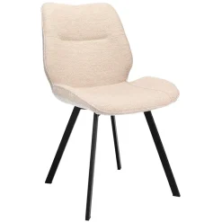 Trendy eetkamerstoel stof naturel met zwarte poot>Straluma Clearance