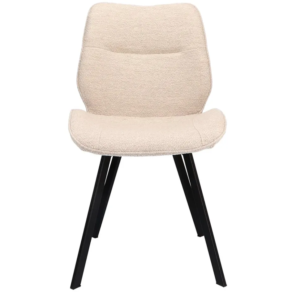 Trendy eetkamerstoel stof naturel met zwarte poot>Straluma Clearance