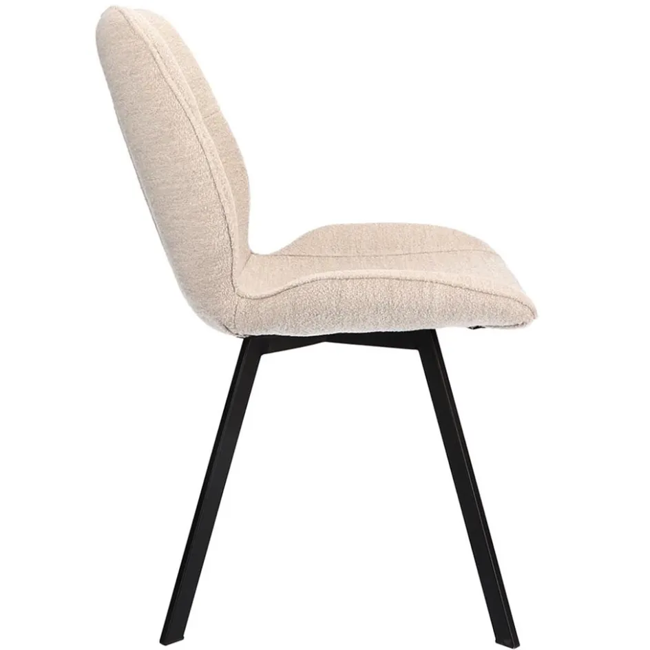 Trendy eetkamerstoel stof naturel met zwarte poot>Straluma Clearance