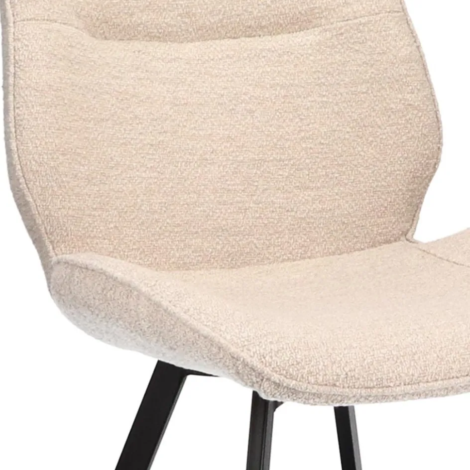 Trendy eetkamerstoel stof naturel met zwarte poot>Straluma Clearance