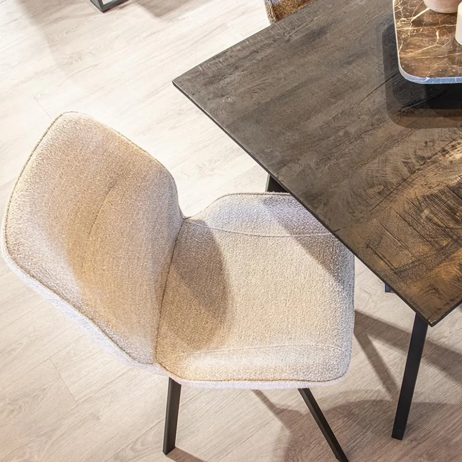 Trendy eetkamerstoel stof naturel met zwarte poot>Straluma Clearance