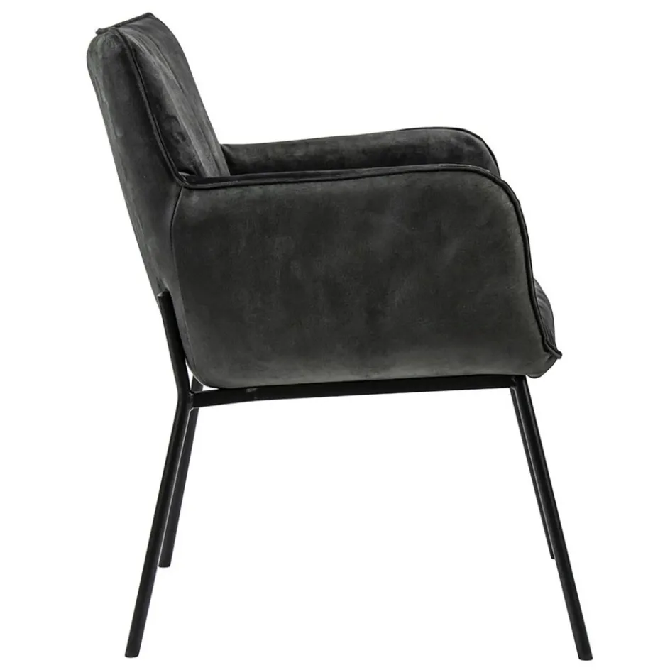 Trendy eetkamerstoel velours antraciet met armleuning>Straluma Outlet