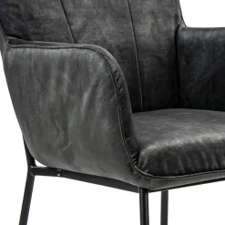 Trendy eetkamerstoel velours antraciet met armleuning><noscript><img width=