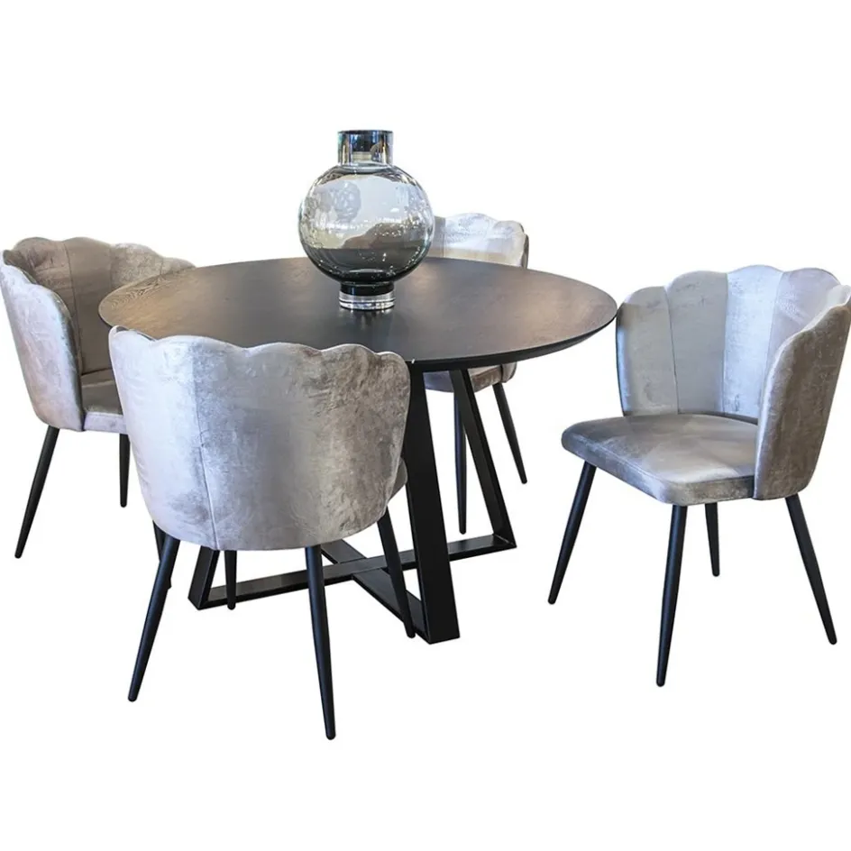 Trendy eetkamerstoel velours met zwarte poot>Straluma Online