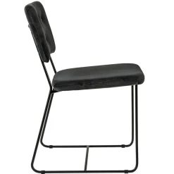 Trendy eetkamerstoel velvet grijs met metalen poot><noscript><img width=