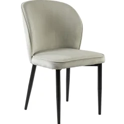 Trendy eetkamerstoel wit velours met zwart metalen poot>Straluma New