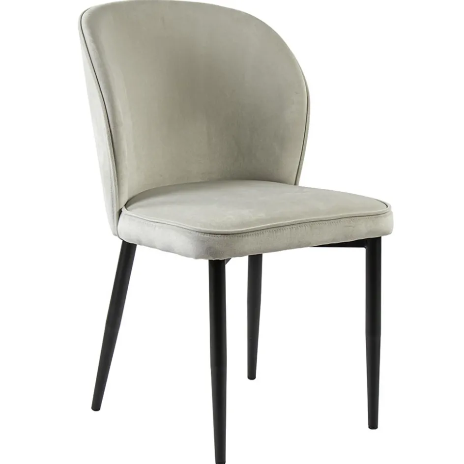 Trendy eetkamerstoel wit velours met zwart metalen poot>Straluma New