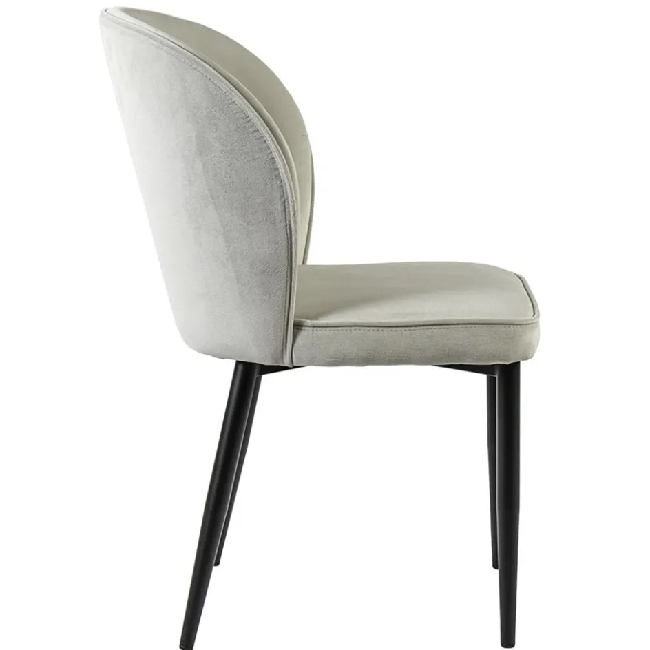 Trendy eetkamerstoel wit velours met zwart metalen poot>Straluma New