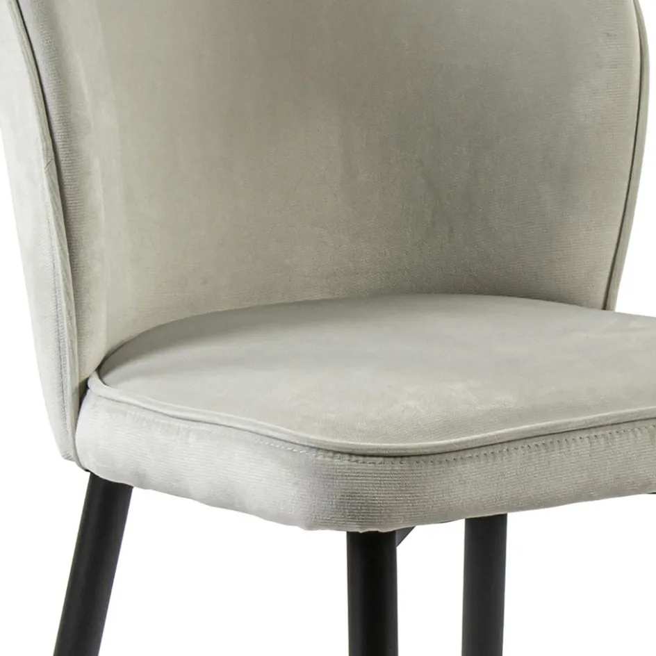 Trendy eetkamerstoel wit velours met zwart metalen poot>Straluma New