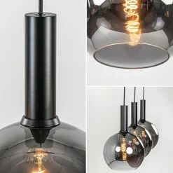 Trendy hanglamp met smoke/titanium glazen bollen><noscript><img width=