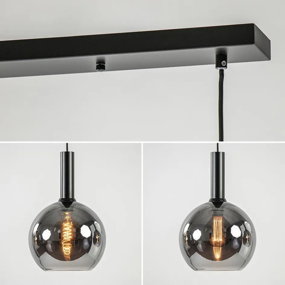 Trendy hanglamp met smoke/titanium glazen bollen>Straluma Online