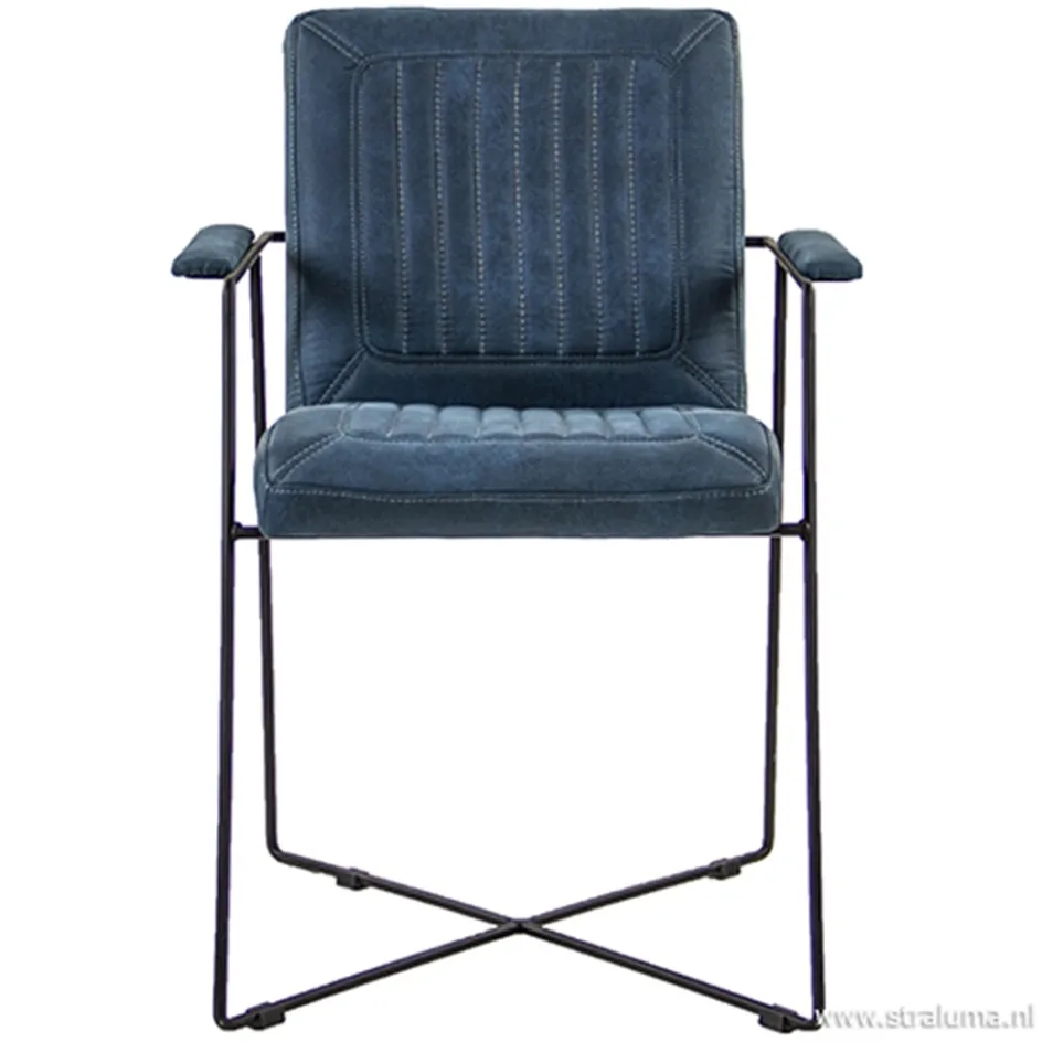 Trendy moderne eetkamerstoel metaal/stof>Straluma