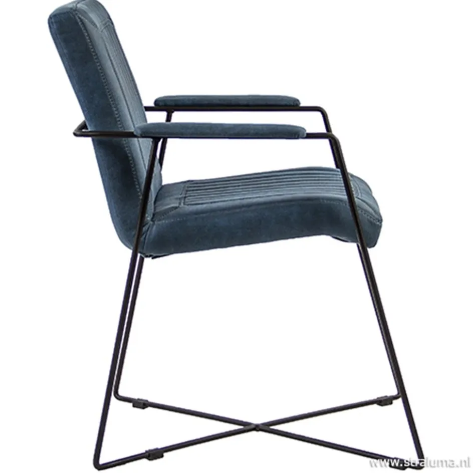 Trendy moderne eetkamerstoel metaal/stof>Straluma