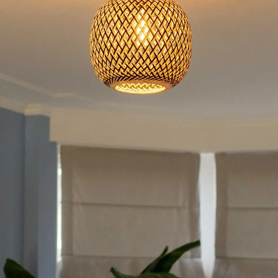 Trendy plafondlamp bamboe naturel/zwart>Straluma Clearance