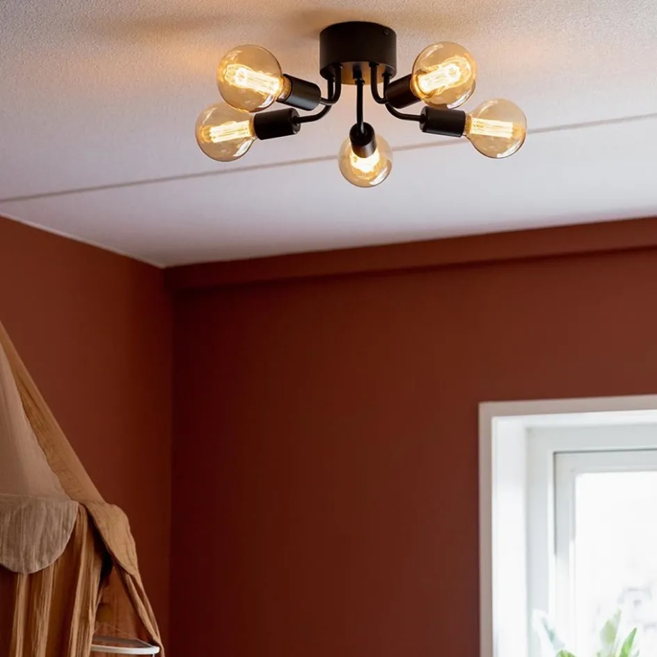 Trendy plafondlamp mat zwart exclusief lichtbron>Straluma Hot