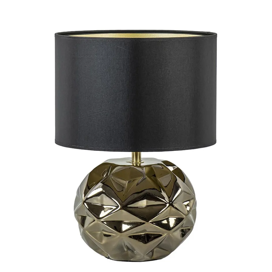 Trendy tafellamp keramiek goud met zwarte kap>Straluma Outlet