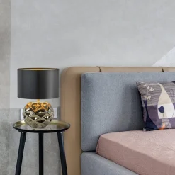 Trendy tafellamp keramiek goud met zwarte kap><noscript><img width=