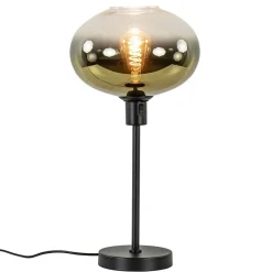 Trendy tafellamp zwart met glazen kap helder/goud>Straluma Discount