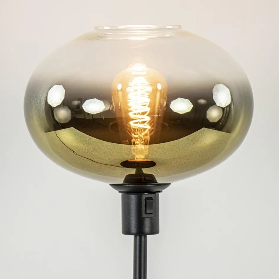 Trendy tafellamp zwart met glazen kap helder/goud>Straluma Discount