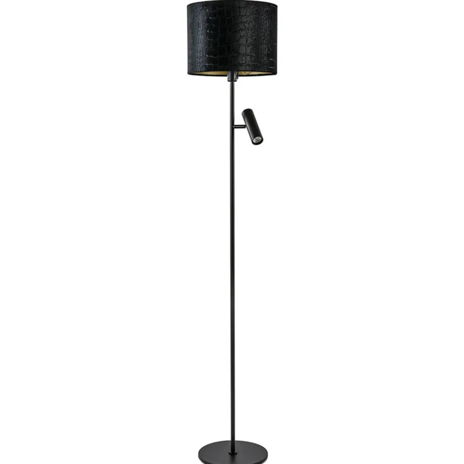 Trendy vloerlamp met kap zwart met goud>Straluma Clearance