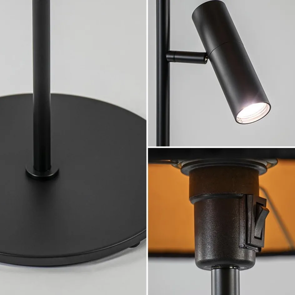 Trendy vloerlamp met kap zwart met goud>Straluma Clearance