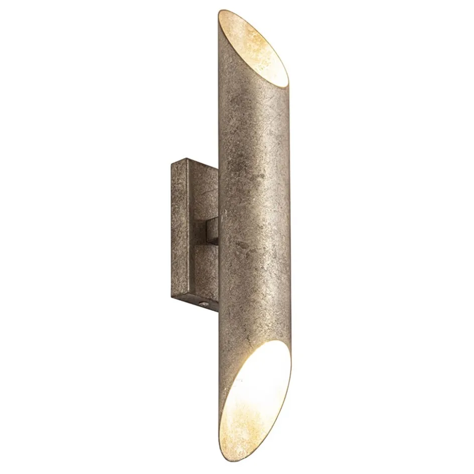 Up+down wandlamp ambachtelijk zilver>Straluma Hot