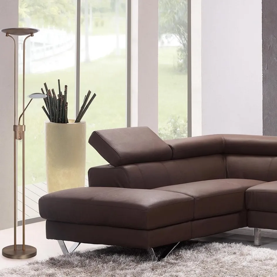 Uplighter brons LED Luna leesarm, dimmer>Straluma New