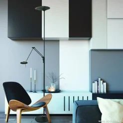 Uplighter zwart met leeslamp - 2 x pushdimmer><noscript><img width=