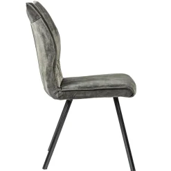 Velvet grijze eetkamerstoel met zwarte pootjes><noscript><img width=