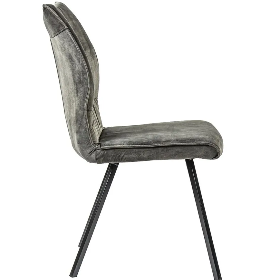 Velvet grijze eetkamerstoel met zwarte pootjes>Straluma Discount