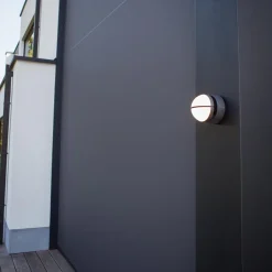 Verstelbare buitenlamp rond donker grijs inclusief LED><noscript><img width=