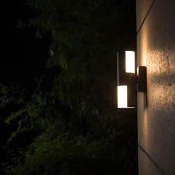 Verstelbare LED buitenlamp 2-lichts cilinder donker grijs><noscript><img width=