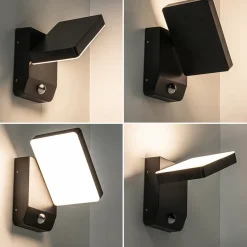 Verstelbare LED buitenlamp zwart IP54 met sensor><noscript><img width=