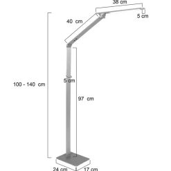 Verstelbare LED vloerlamp geborsteld staal dimbaar><noscript><img width=