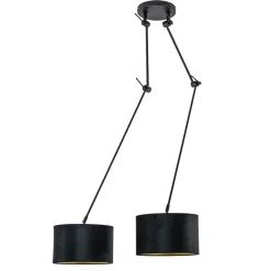 Verstelbare 2-lichts plafondlamp met velvet zwarte kappen>Straluma Best